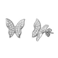 Rhodium Plated 925 Sterling Silver Butterfly Earring with CZ - BGE00534