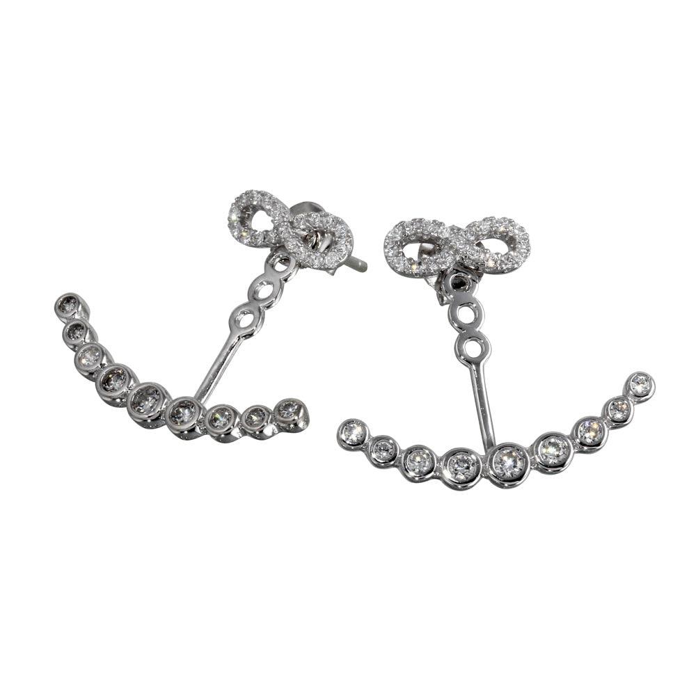 Rhodium Plated 925 Sterling Silver Clear Red CZ Front and Back - BGE00555