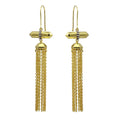 Gold Plated 925 Sterling Silver Tassel Earrings with CZ - BGE00579