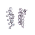 Rhodium Plated 925 Sterling Silver 5 Arrow Stud Earrings with CZ - BGE00592