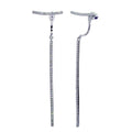 Rhodium Plated 925 Sterling Silver Dangling Bar Earrings with CZ - BGE00597