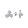 Rhodium Plated 925 Sterling Silver Clover Leaf CZ Earrings - BGE00618