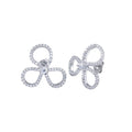 Rhodium Plated 925 Sterling Silver Open Clover Leaf CZ Earrings - BGE00619