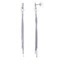 Rhodium Plated 925 Sterling Silver CZ Bar Snake SQ Dangling Earrings - BGE00626