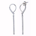 Rhodium Plated 925 Sterling Silver CZ Open Dangling Earrings - BGE00634