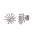 Rhodium Plated 925 Sterling Silver CZ Sun Stud Earring - BGE00646