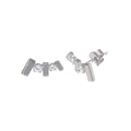 Rhodium Plated 925 Sterling Silver Bar CZ Stud Earring - BGE00647