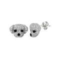 Rhodium Plated 925 Sterling Silver CZ Puppy Stud Earring - BGE00660