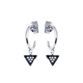 925 Sterling Silver CZ Semi Hoop Triangle Earring - BGE00661