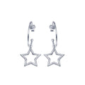 925 Sterling Silver CZ Semi Hoop Dangling Star - BGE00665