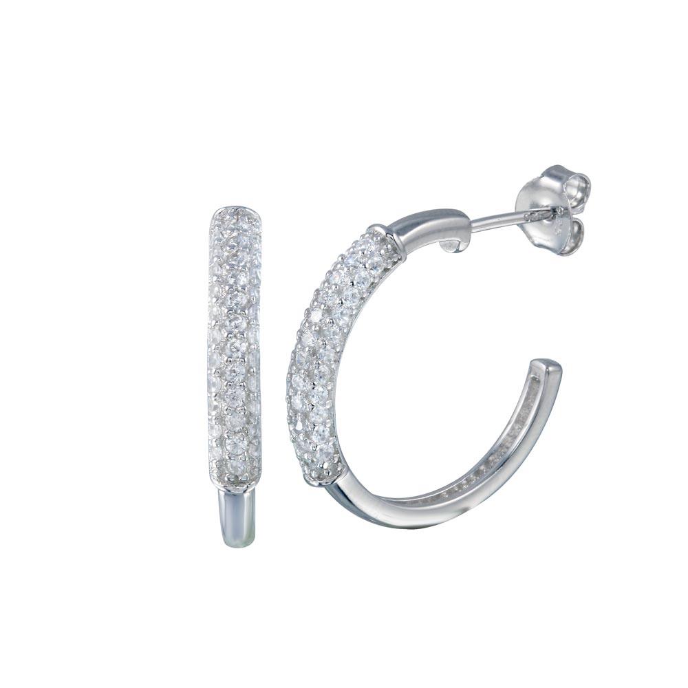 925 Sterling Silver Half CZ Hoop - BGE00666