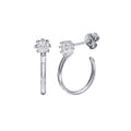 925 Sterling Silver CZ Semi Hoop Single - BGE00667