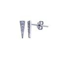Rhodium Plated 925 Sterling Silver CZ Bar Stud Earring - BGE00685