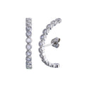 Rhodium Plated 925 Sterling Silver Half Circle Clear CZ Earring - BGE00692