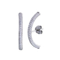 Rhodium Plated 925 Sterling Silver Half Circle Clear CZ Earring - BGE00693