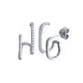 Platinum Plated 925 Sterling Silver Vertical Lobe Hugging CZ Earring - BGE00694