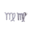 Platinum Plated 925 Sterling Silver Virgo CZ Zodiac Sign Earring - BGE00698