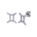 Platinum Plated 925 Sterling Silver Gemini CZ Zodiac Sign Earring - BGE00699