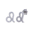 Rhodium Plated 925 Sterling Silver Leo CZ Zodiac Sign Earring - BGE00703