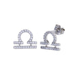 Rhodium Plated 925 Sterling Silver Libra CZ Zodiac Sign Earring - BGE00704
