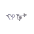 Rhodium Plated 925 Sterling Silver Capricorn CZ Zodiac Sign Earring - BGE00706