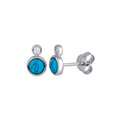 Rhodium Plated 925 Sterling Silver Turquoise Clear CZ Stud Earring - BGE00719