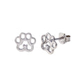 Rhodium Plated 925 Sterling Silver Paws Earring - BGE00725