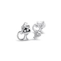 Rhodium Plated 925 Sterling Silver Cat Clear CZ Earring - BGE00728