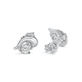 Rhodium Plated 925 Sterling Silver Dangling CZ Dolphin Clear CZ Earring - BGE00731