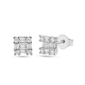 Rhodium Plated 925 Sterling Silver Square Clear CZ 6.3mm Stud Earring - BGE00739