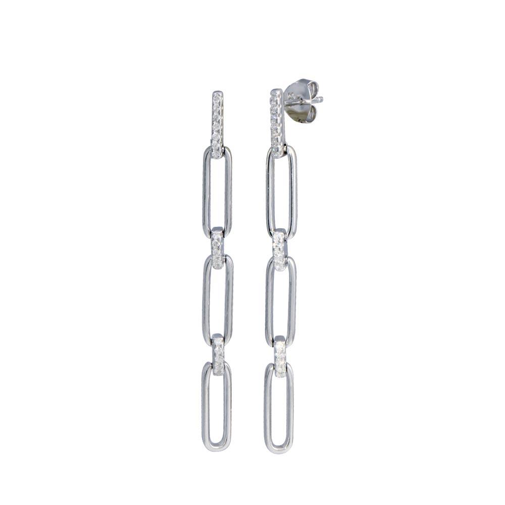 925 Sterling Silver CZ Rectangle Dangling - BGE00664
