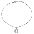 Rhodium Plated 925 Sterling Silver Dangling Open Circle with CZ Anklet - BGF00010
