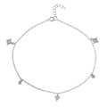 Rhodium Plated 925 Sterling Silver Triangle and Rhombus Drop Anklet with CZ - BGF00017