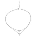 Rhodium Plated 925 Sterling Silver Heart and Cross Anklet - BGF00019RHD