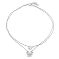 Rhodium Plated 925 Sterling Silver Anklet with Butterfly and CZ - BGF00020