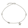 Rhodium Plated 925 Sterling Silver Starfish Anklet with CZ - BGF00021