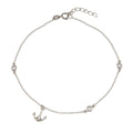 Rhodium Plated 925 Sterling Silver Anchor Anklet with CZ - BGF00025