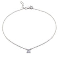 Rhodium Plated 925 Sterling Silver Square CZ Anklet - BGF00028