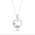 Silver 925 Floating Multi Color CZ Rhodium Plated Heart Pendant Necklace - BGP00005