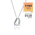925 Sterling Silver Double Open Heart Pendant with Blue and Clear CZ Accents (6/Pk) - BGP00031BL-PX