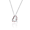 Silver 925 Red and Clear CZ Rhodium Plated Heart Necklace - BGP00031RED