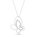 Silver 925 Clear CZ Rhodium Plated Butterfly Pendant Necklace - BGP00044