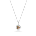 Silver 925 Multi Color CZ Rhodium Plated Solitaire Pendant Necklace - BGP00052