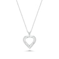 Silver 925 Clear Baguette CZ Rhodium Plated Heart Pendant Necklace - BGP00064