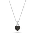 Silver 925 Black Clear CZ Black Rhodium and Rhodium Plated Heart Pendant Necklace - BGP00067