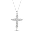 Silver 925 Clear CZ Rhodium Plated Cross Pendant Necklace - BGP00069