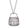 Rhodium Plated 925 Sterling Silver Clear CZ Purse Necklace - BGP00081