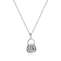 Silver 925 Clear CZ Rhodium Plated Purse Pendant Necklace - BGP00082