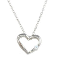 Rhodium Plated 925 Sterling Silver Open Heart Necklace with CZ - BGP00085