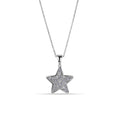 Rhodium Plated 925 Sterling Silver Star Clear CZ Adjustable Necklace - BGP00154